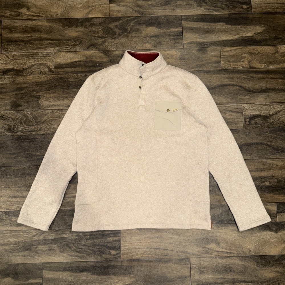 Woolrich Fleece Quarter-Snap Pullover Sweater Men's Size M Creme Outdoor Fall